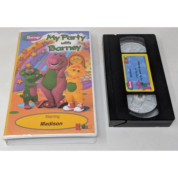 My Party With Barney VHS Cassette Tape Video Kideo Staring Madison‎ Vintage